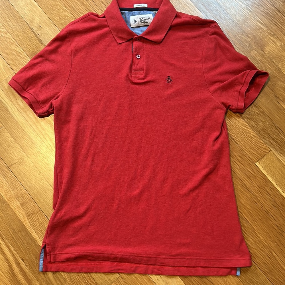 Penguin red polo shirt Medium